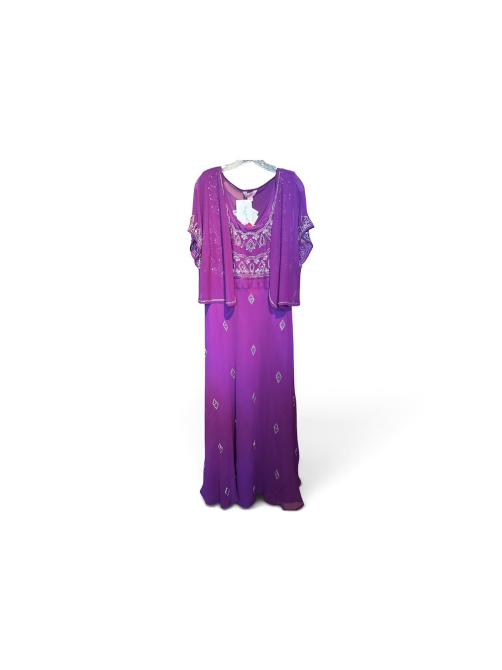 Simply Be Purple Beaded Maxi Dress with Sheer Capelet